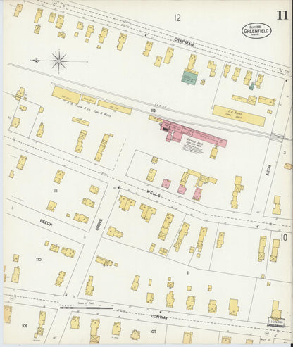 Sanborn Fire Insurance Map from Greenfield, Franklin County, Massachusetts (1902), Sheet #0011 - Complete Map Set gallery image, historic Sanborn map, vintage wall art, Massachusetts Massachusetts