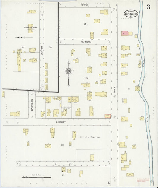 Sanborn Fire Insurance Map from Spencer, Tioga County, New York (1914), Sheet #0003 - Historic Sanborn Fire Insurance Map Print, vintage old map wall art, antique decor, genealogy gift, New York New York map
