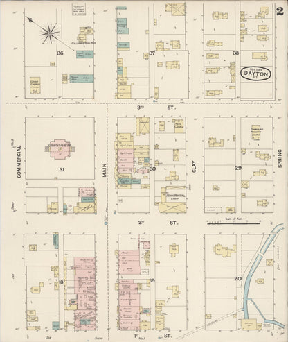 Sanborn Fire Insurance Map from Dayton, Columbia County, Washington (1889), Sheet #0002 - Complete Map Set gallery image, historic Sanborn map, vintage wall art, Washington Washington