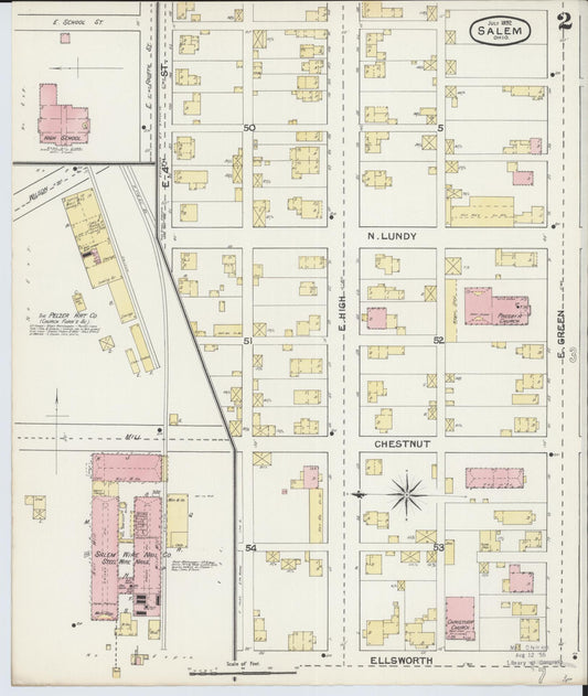 Sanborn Fire Insurance Map from Salem, Columbiana County, Ohio (1892), Sheet #0002 - Historic Sanborn Fire Insurance Map Print, vintage old map wall art, antique decor, genealogy gift, Ohio Ohio map