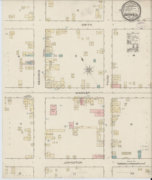 Sanborn Fire Insurance Map from Smithfield, Johnston County, North Carolina. (1885) – Historic Sanborn Fire Insurance Map Print