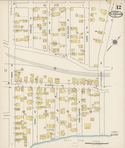 Sanborn Fire Insurance Map from Old Orchard, York County, Maine (1922), Sheet #0012 - Complete Map Set gallery image, historic Sanborn map, vintage wall art, Maine Maine