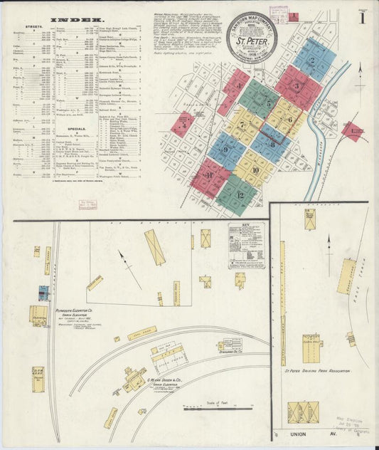 Sanborn Fire Insurance Map from Saint Peter, Nicollet County, Minnesota. (1908) – Map View