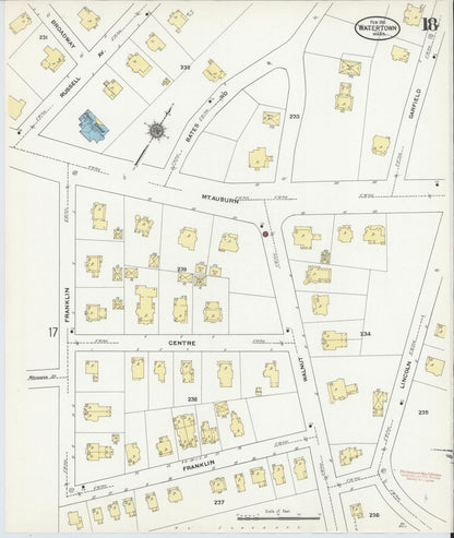 Sanborn Fire Insurance Map from Watertown, Middlesex County, Massachusetts (1911), Sheet #0018 - Complete Map Set gallery image, historic Sanborn map, vintage wall art, Massachusetts Massachusetts