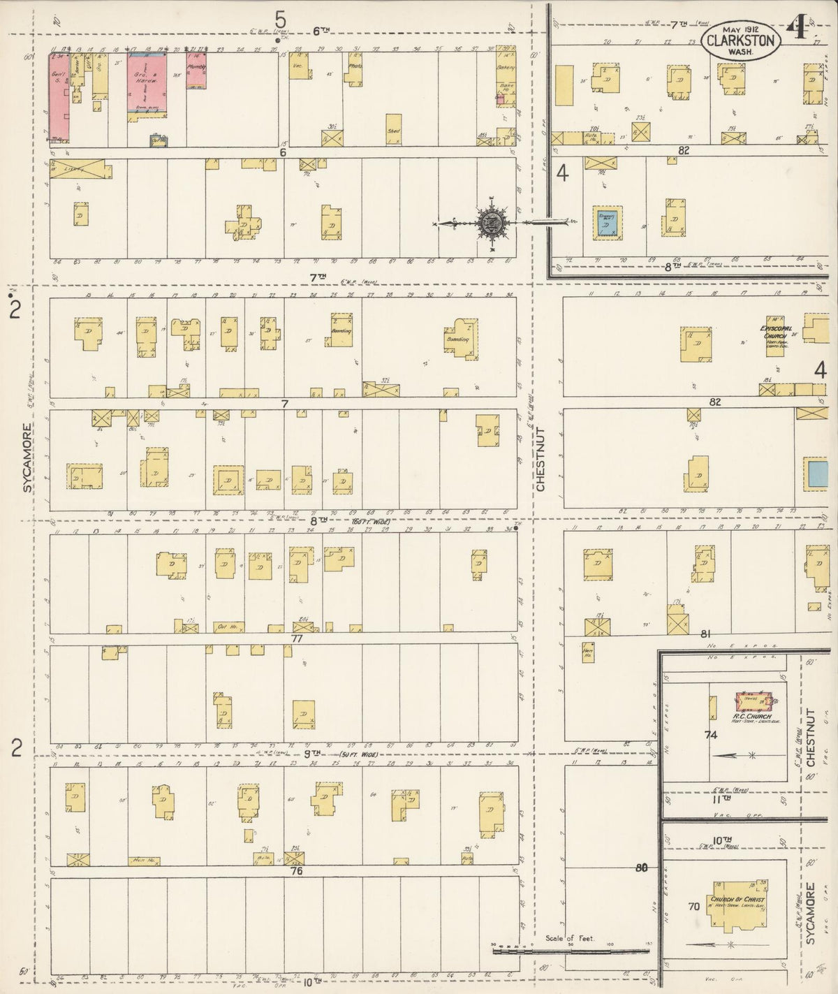 Sanborn Fire Insurance Map from Clarkston, Asotin County, Washington (1912), Sheet #0004 - Historic Sanborn Fire Insurance Map Print, vintage old map wall art, antique decor, genealogy gift, Washington Washington map