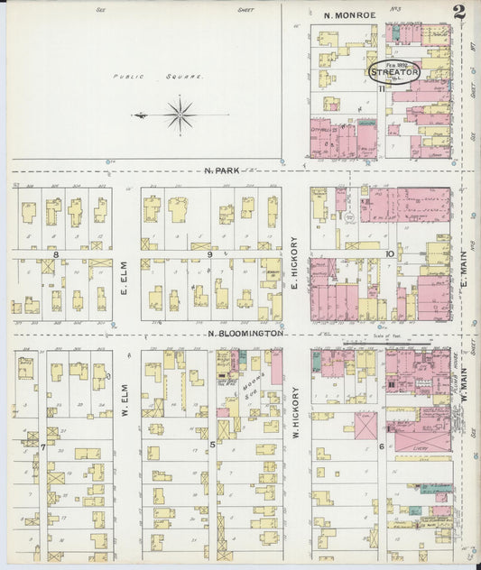 Sanborn Fire Insurance Map from Streator, La Salle County, Illinois (1892), Sheet #0002 - Historic Sanborn Fire Insurance Map Print, vintage old map wall art, antique decor, genealogy gift, Illinois Illinois map