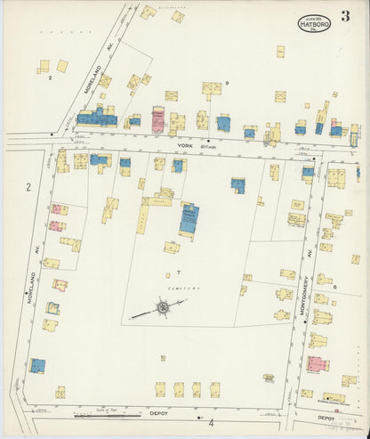 Sanborn Fire Insurance Map from Hatboro, Montgomery County, Pennsylvania (1915), Sheet #0003 - Historic Sanborn Fire Insurance Map Print, vintage old map wall art, antique decor, genealogy gift, Pennsylvania Pennsylvania map