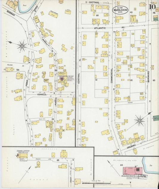 Sanborn Fire Insurance Map from Marblehead, Essex County, Massachusetts (1901), Sheet #0010 - Historic Sanborn Fire Insurance Map Print, vintage old map wall art, antique decor, genealogy gift, Massachusetts Massachusetts map