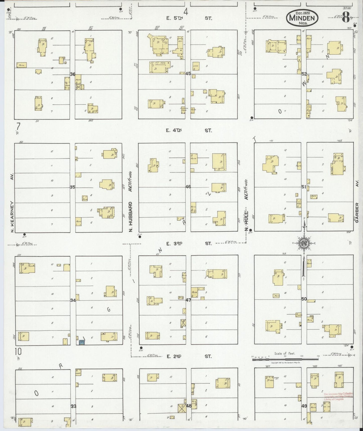 Sanborn Fire Insurance Map from Minden, Kearney County, Nebraska (1920), Sheet #0008 - Historic Sanborn Fire Insurance Map Print, vintage old map wall art, antique decor, genealogy gift, Nebraska Nebraska map