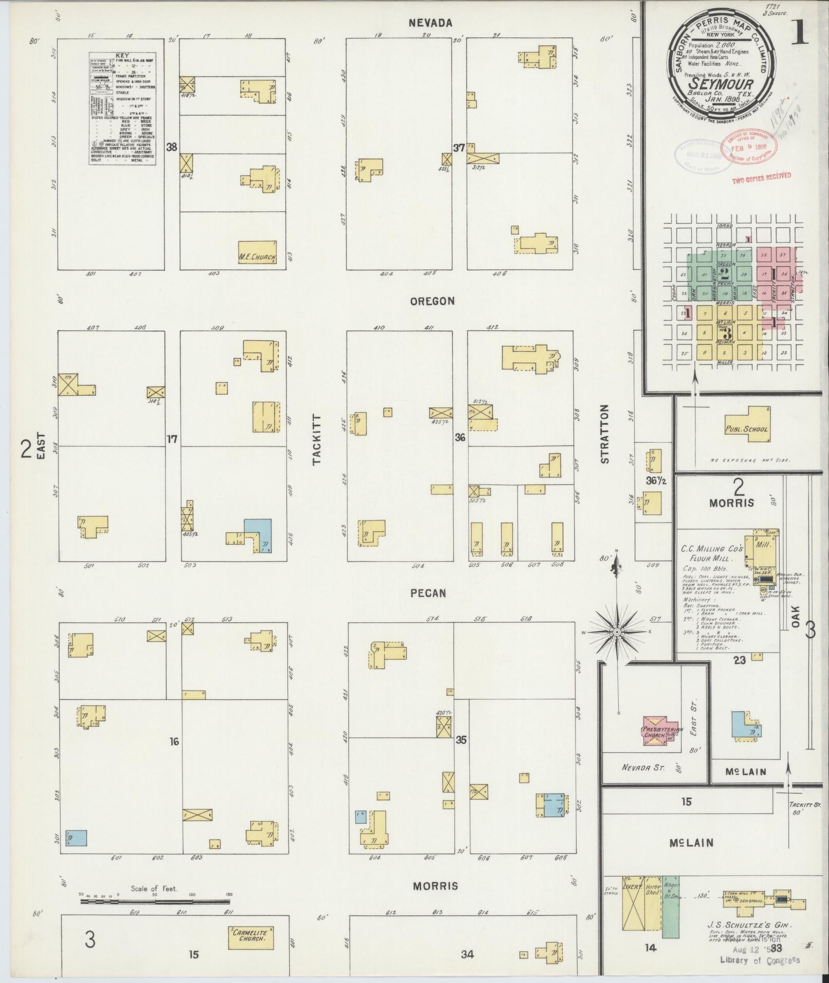 Sanborn Fire Insurance Map from Seymour, Baylor County, Texas. (1898) – Historic Sanborn Fire Insurance Map Print