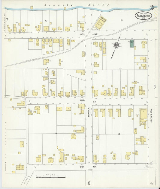 Sanborn Fire Insurance Map from Plymouth, Washington County, North Carolina (1910), Sheet #0002 - Historic Sanborn Fire Insurance Map Print, vintage old map wall art, antique decor, genealogy gift, North Carolina North Carolina map