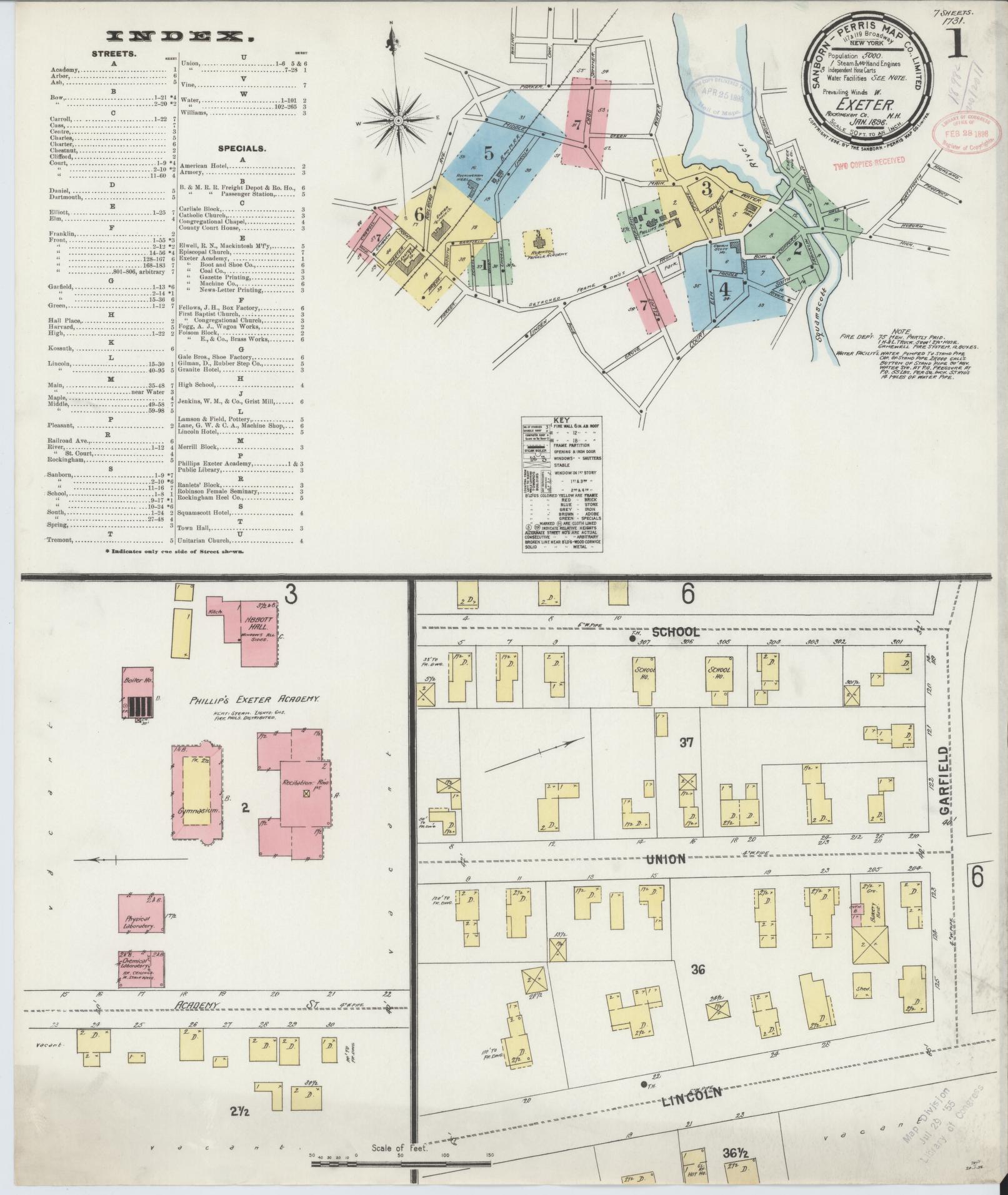 Sanborn Fire Insurance Map from Exeter, Rockingham County, New Hampshire. (1898) – Historic Sanborn Fire Insurance Map Print