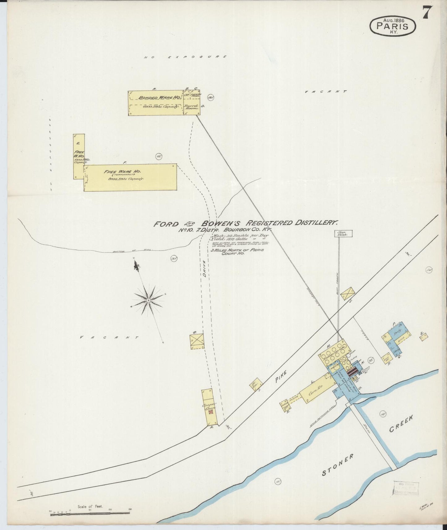 Sanborn Fire Insurance Map from Paris, Bourbon County, Kentucky (1886), Sheet #0007 - Complete Map Set gallery image, historic Sanborn map, vintage wall art, Kentucky Kentucky