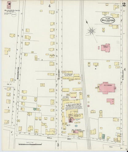 Sanborn Fire Insurance Map from Wallingford, New Haven County, Connecticut (1897), Sheet #0002 - Complete Map Set gallery image, historic Sanborn map, vintage wall art, Connecticut Connecticut