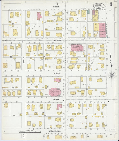 Sanborn Fire Insurance Map from Urbana, Champaign County, Illinois (1902), Sheet #0003 - Complete Map Set gallery image, historic Sanborn map, vintage wall art, Illinois Illinois