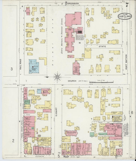 Sanborn Fire Insurance Map from Cortland, Cortland County, New York (1897), Sheet #0007 - Historic Sanborn Fire Insurance Map Print, vintage old map wall art, antique decor, genealogy gift, New York New York map
