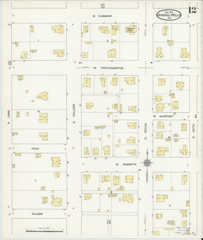 Sanborn Fire Insurance Map from Mineral Wells, Palo Pinto County, Texas (1912), Sheet #0012 - Complete Map Set gallery image, historic Sanborn map, vintage wall art, Texas Texas