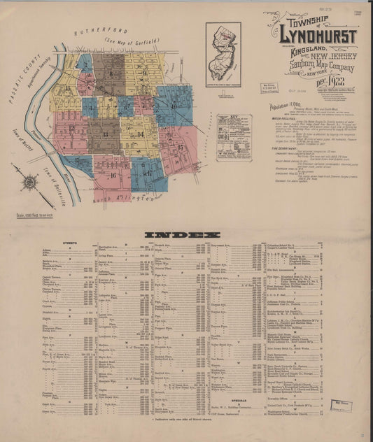 Sanborn Fire Insurance Map from Lyndhurst, Bergen County, New Jersey. (1922) – Historic Sanborn Fire Insurance Map Print