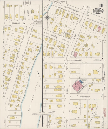 Sanborn Fire Insurance Map from Crookston, Polk County, Minnesota (1922), Sheet #0010 - Historic Sanborn Fire Insurance Map Print, vintage old map wall art, antique decor, genealogy gift, Minnesota Minnesota map