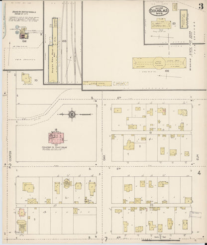 Sanborn Fire Insurance Map from Douglas, Converse County, Wyoming (1912), Sheet #0003 - Complete Map Set gallery image, historic Sanborn map, vintage wall art, Wyoming Wyoming