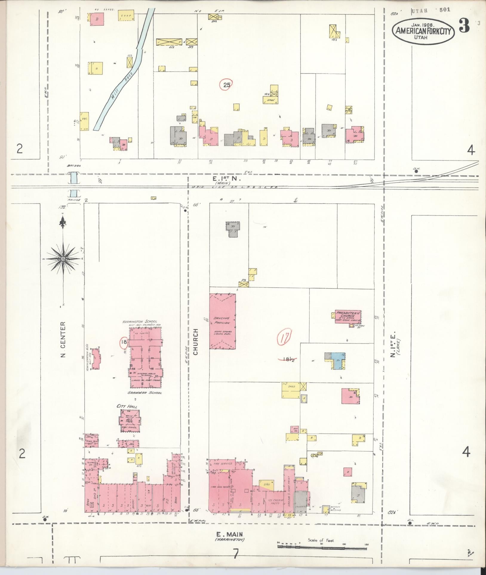 Sanborn Fire Insurance Map from American Fork, Utah County, Utah (1938), Sheet #0003 - Historic Sanborn Fire Insurance Map Print, vintage old map wall art, antique decor, genealogy gift, American Fork Utah map