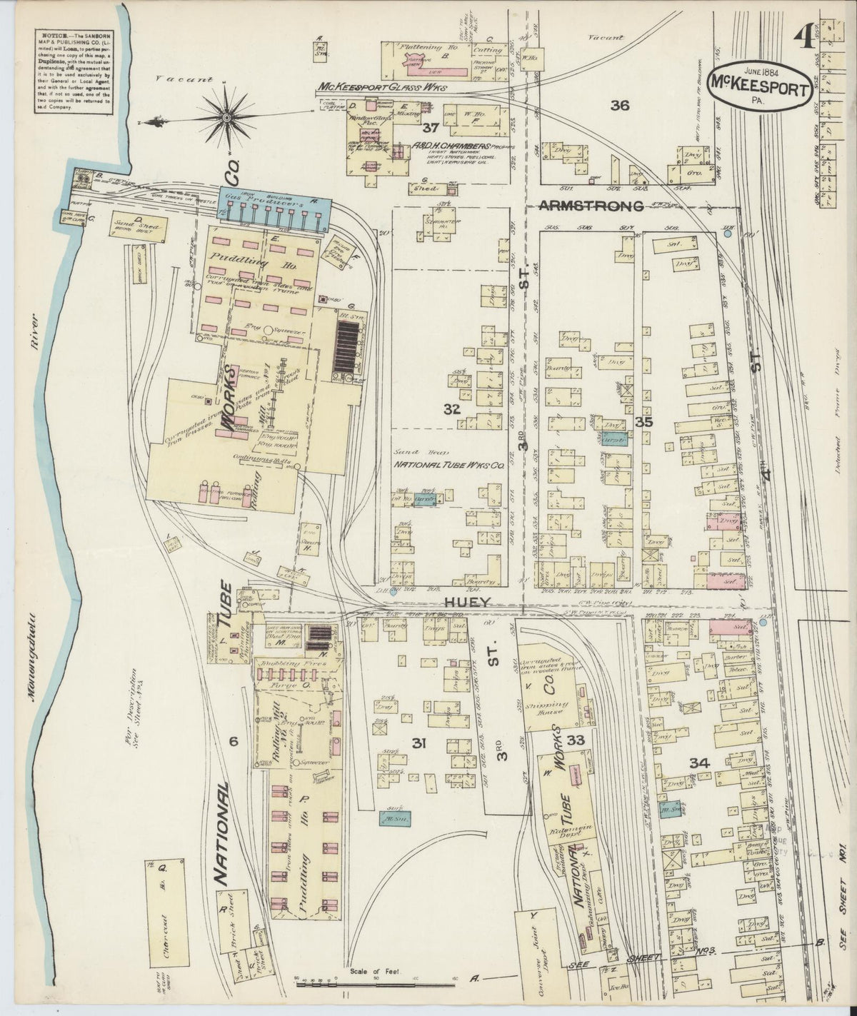 Sanborn Fire Insurance Map from McKeesport, Allegheny County, Pennsylvania (1884), Sheet #0004 - Complete Map Set gallery image, historic Sanborn map, vintage wall art, Pennsylvania Pennsylvania
