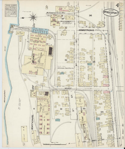 Sanborn Fire Insurance Map from McKeesport, Allegheny County, Pennsylvania (1884), Sheet #0004 - Complete Map Set gallery image, historic Sanborn map, vintage wall art, Pennsylvania Pennsylvania