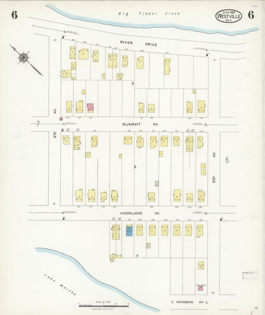 Sanborn Fire Insurance Map from Westville, Gloucester County, New Jersey (1926), Sheet #0006 - Historic Sanborn Fire Insurance Map Print, vintage old map wall art, antique decor, genealogy gift, New Jersey New Jersey map