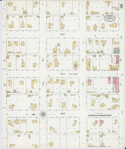 Sanborn Fire Insurance Map from Homer, Champaign County, Illinois (1898), Sheet #0003 - Historic Sanborn Fire Insurance Map Print, vintage old map wall art, antique decor, genealogy gift, Illinois Illinois map