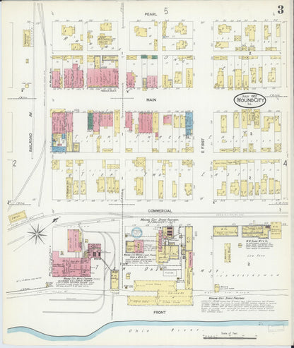 Sanborn Fire Insurance Map from Mound City, Pulaski County, Illinois (1907), Sheet #0003 - Historic Sanborn Fire Insurance Map Print, vintage old map wall art, antique decor, genealogy gift, Illinois Illinois map