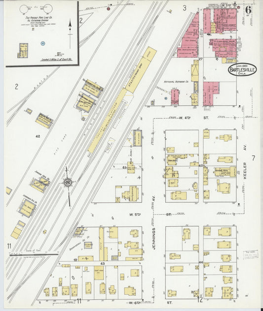 Sanborn Fire Insurance Map from Bartlesville, Washington County, Oklahoma (1920), Sheet #0006 - Historic Sanborn Fire Insurance Map Print, vintage old map wall art, antique decor, genealogy gift, Oklahoma Oklahoma map