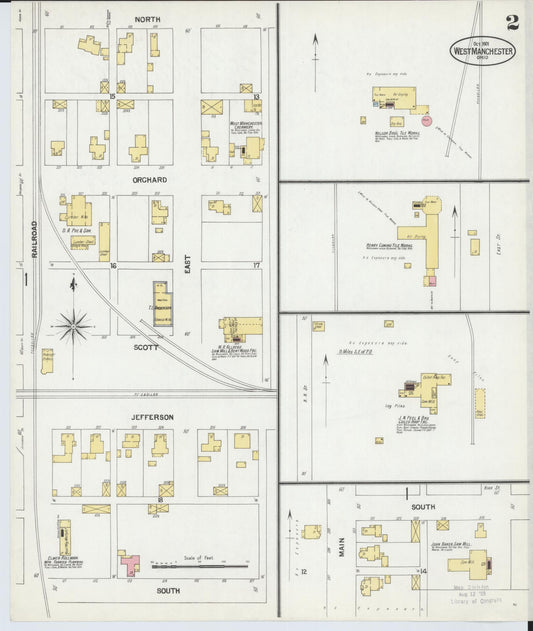 Sanborn Fire Insurance Map from West Manchester, Preble County, Ohio (1901), Sheet #0002 - Historic Sanborn Fire Insurance Map Print, vintage old map wall art, antique decor, genealogy gift, Ohio Ohio map