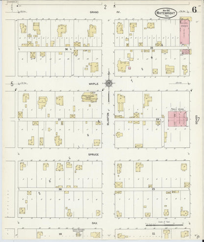 Sanborn Fire Insurance Map from Whitewright, Grayson County, Texas (1912), Sheet #0006 - Historic Sanborn Fire Insurance Map Print, vintage old map wall art, antique decor, genealogy gift, Texas Texas map