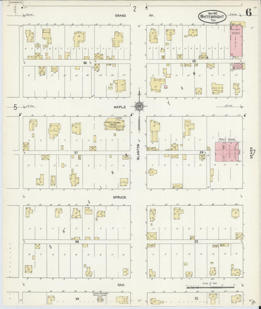 Sanborn Fire Insurance Map from Whitewright, Grayson County, Texas (1912), Sheet #0006 - Historic Sanborn Fire Insurance Map Print, vintage old map wall art, antique decor, genealogy gift, Texas Texas map