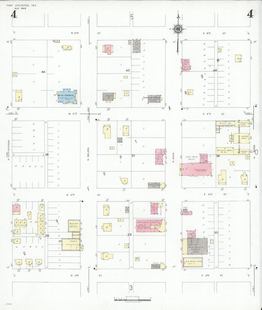 Sanborn Fire Insurance Map from Fort Stockton, Pecos County, Texas (1946), Sheet #0004 - Historic Sanborn Fire Insurance Map Print, vintage old map wall art, antique decor, genealogy gift, Texas Texas map