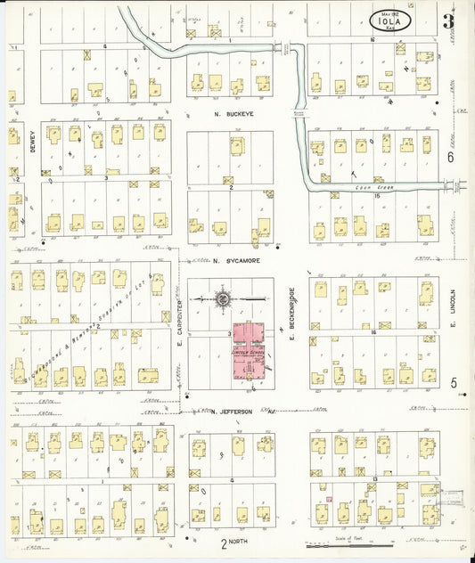 Sanborn Fire Insurance Map from Iola, Allen County, Kansas (1912), Sheet #0003 - Historic Sanborn Fire Insurance Map Print, vintage old map wall art, antique decor, genealogy gift, Kansas Kansas map