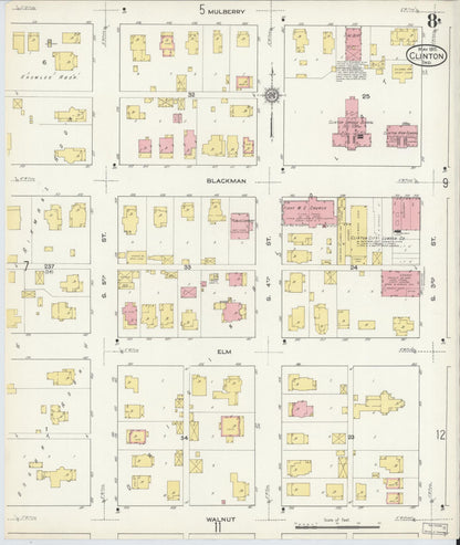 Sanborn Fire Insurance Map from Clinton, Vermillion County, Indiana (1915), Sheet #0008 - Complete Map Set gallery image, historic Sanborn map, vintage wall art, Indiana Indiana