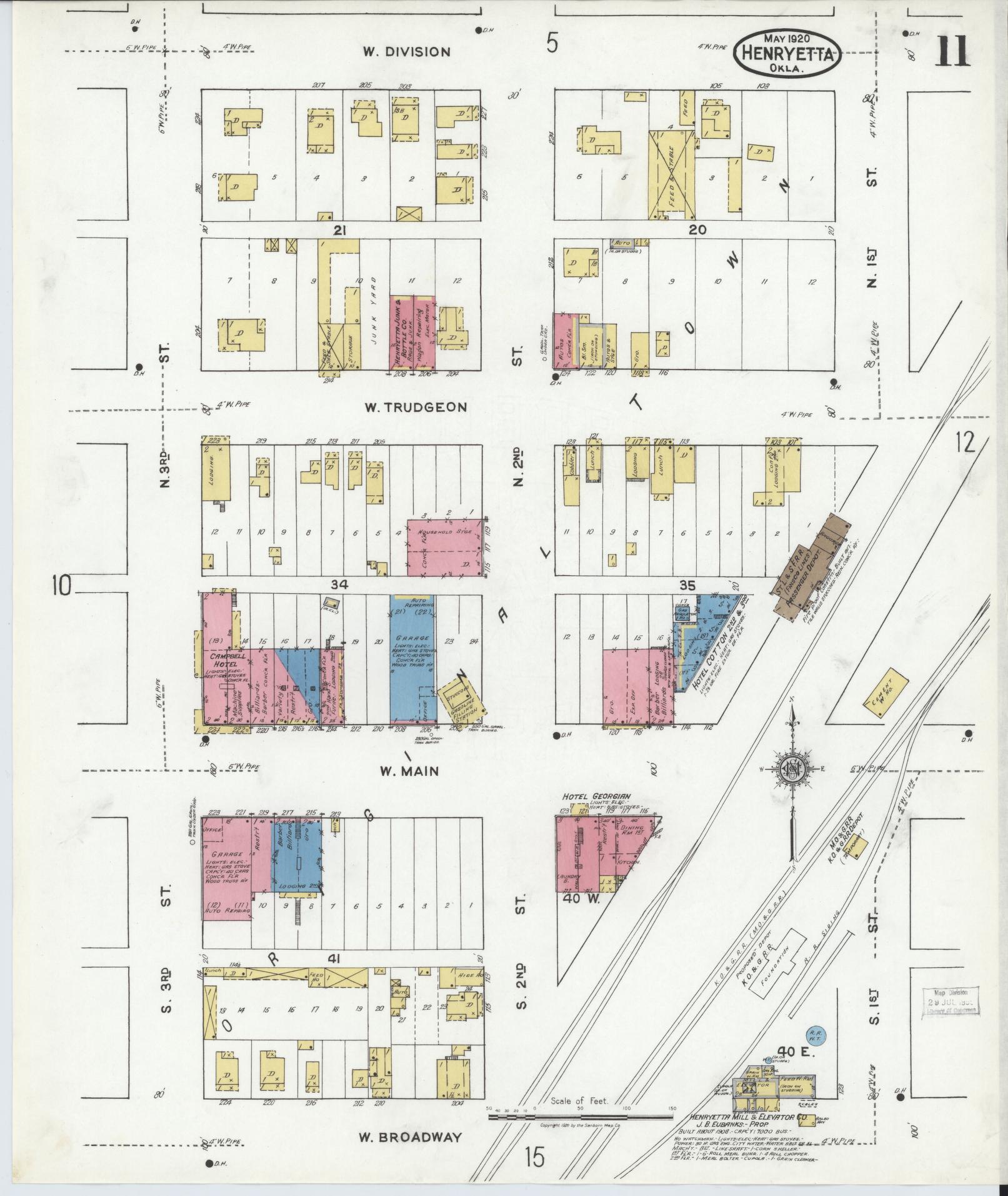 Sanborn Fire Insurance Map from Henryetta, Okmulgee County, Oklahoma (1920), Sheet #0011 - Complete Map Set gallery image, historic Sanborn map, vintage wall art, Oklahoma Oklahoma