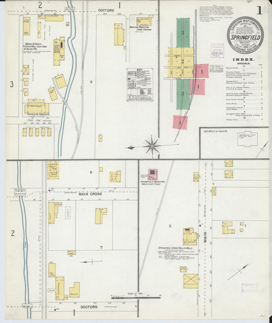 Sanborn Fire Insurance Map from Springfield, Washington County, Kentucky (1903), Sheet #0001 - Complete Map Set gallery image, historic Sanborn map, vintage wall art, Kentucky Kentucky