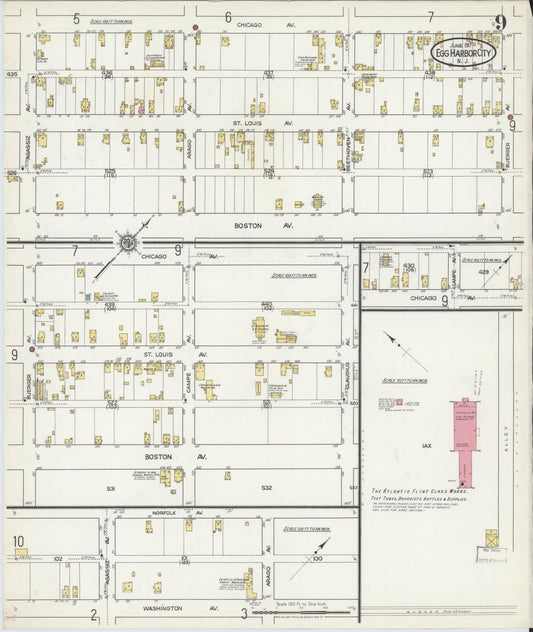Sanborn Fire Insurance Map from Egg Harbor City, Atlantic County, New Jersey (1917), Sheet #0009 - Historic Sanborn Fire Insurance Map Print, vintage old map wall art, antique decor, genealogy gift, New Jersey New Jersey map
