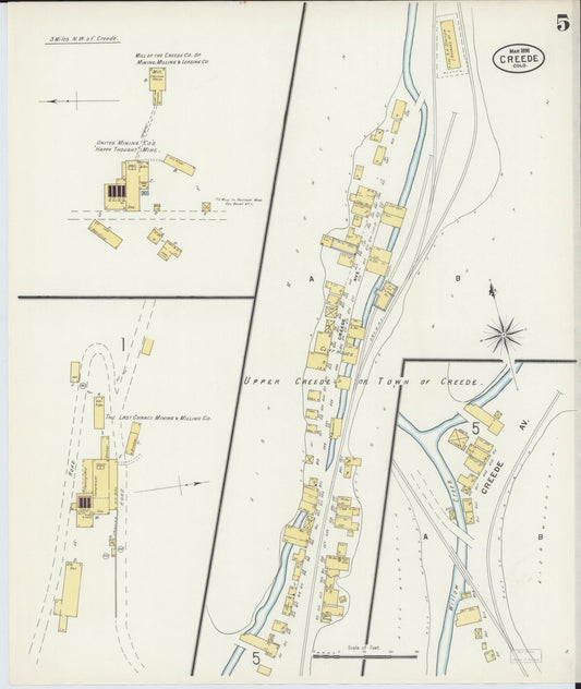 Sanborn Fire Insurance Map from Creede, Mineral County, Colorado (1898), Sheet #0005 - Historic Sanborn Fire Insurance Map Print, vintage old map wall art, antique decor, genealogy gift, Colorado Colorado map
