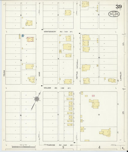 Sanborn Fire Insurance Map from Selma, Dallas County, Alabama (1913), Sheet #0039 - Complete Map Set gallery image, historic Sanborn map, vintage wall art, Alabama Alabama