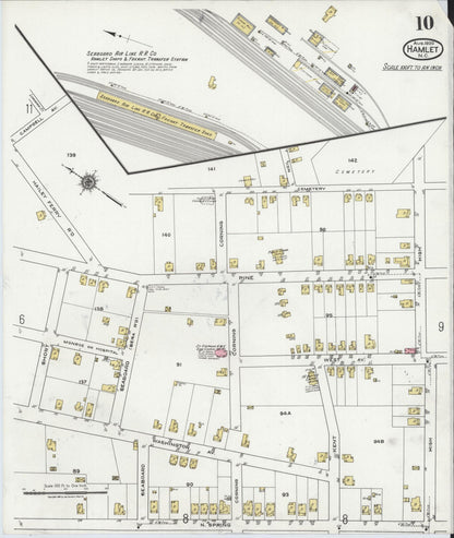 Sanborn Fire Insurance Map from Hamlet, Richmond County, North Carolina (1920), Sheet #0010 - Historic Sanborn Fire Insurance Map Print, vintage old map wall art, antique decor, genealogy gift, North Carolina North Carolina map