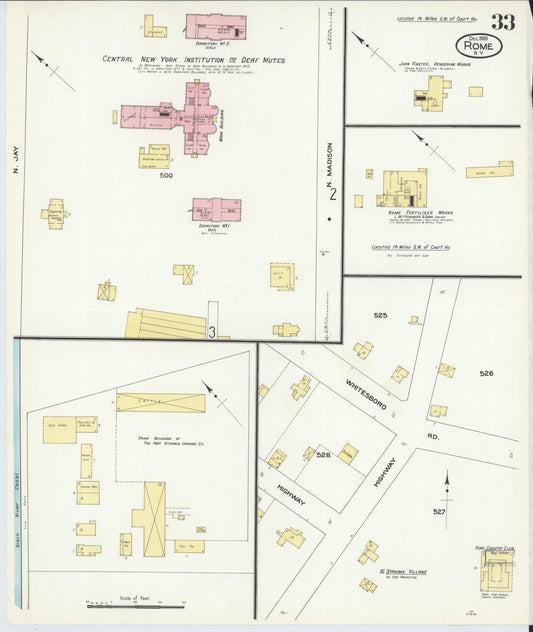 Sanborn Fire Insurance Map from Rome, Oneida County, New York (1909), Sheet #0033 - Historic Sanborn Fire Insurance Map Print, vintage old map wall art, antique decor, genealogy gift, New York New York map