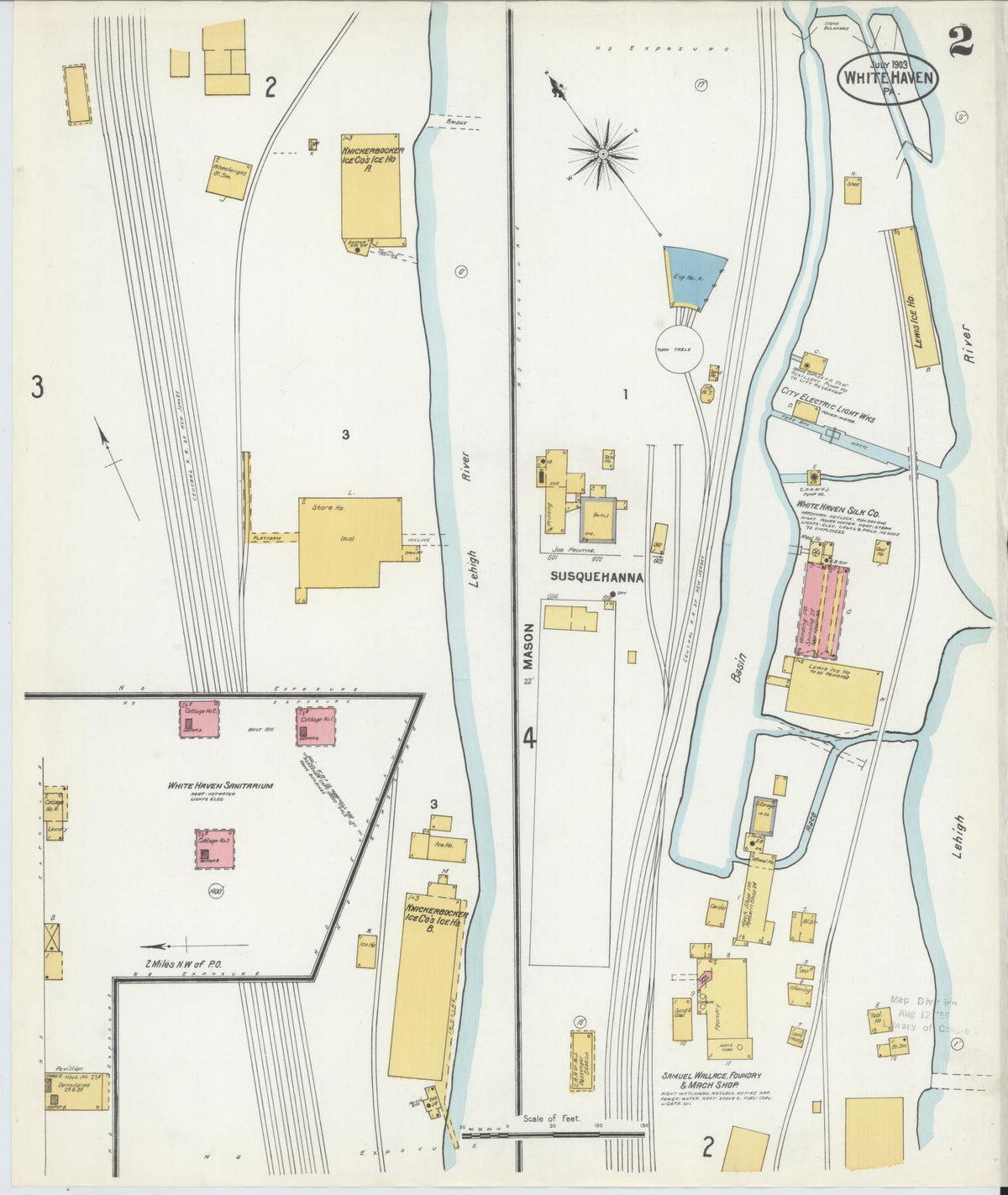 Sanborn Fire Insurance Map from White Haven, Luzerne County, Pennsylvania (1903), Sheet #0002 - Historic Sanborn Fire Insurance Map Print, vintage old map wall art, antique decor, genealogy gift, Pennsylvania Pennsylvania map