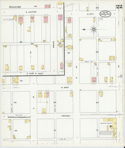 Sanborn Fire Insurance Map from Carlisle, Cumberland County, Pennsylvania (1909), Sheet #0022 - Historic Sanborn Fire Insurance Map Print, vintage old map wall art, antique decor, genealogy gift, Pennsylvania Pennsylvania map