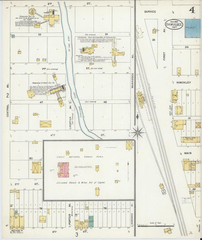 Sanborn Fire Insurance Map from Okmulgee, Okmulgee County, Oklahoma (1903), Sheet #0004 - Complete Map Set gallery image, historic Sanborn map, vintage wall art, Oklahoma Oklahoma