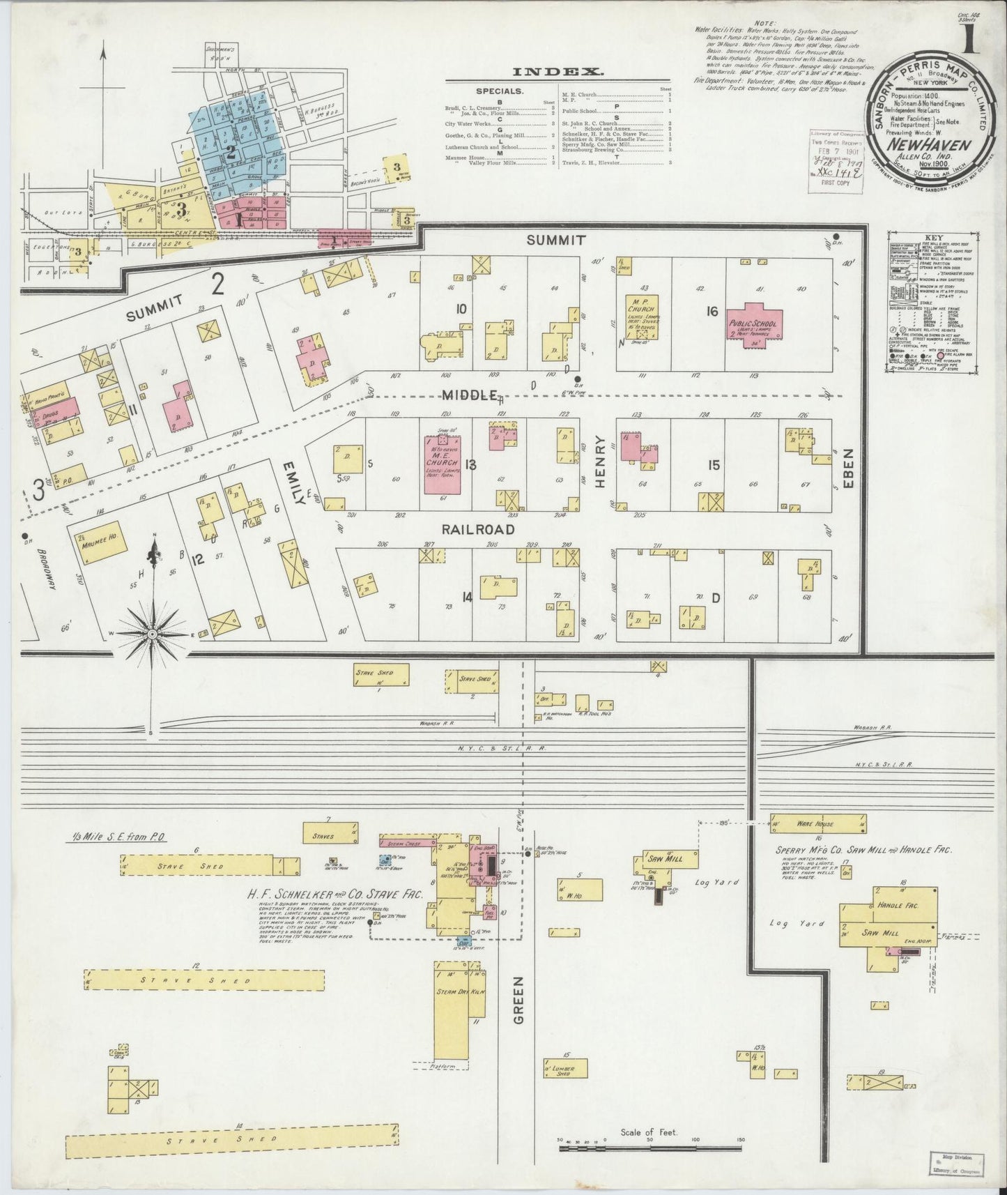 Sanborn Fire Insurance Map from New Haven, Allen County, Indiana (1900), Sheet #0001 - Complete Map Set gallery image, historic Sanborn map, vintage wall art, Indiana Indiana