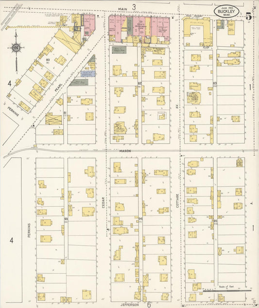 Sanborn Fire Insurance Map from Buckley, Pierce County, Washington (1910), Sheet #0005 - Historic Sanborn Fire Insurance Map Print, vintage old map wall art, antique decor, genealogy gift, Washington Washington map