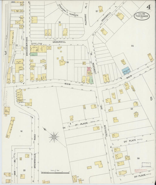 Sanborn Fire Insurance Map from Tuckahoe, Westchester County, New York (1898), Sheet #0004 - Historic Sanborn Fire Insurance Map Print, vintage old map wall art, antique decor, genealogy gift, New York New York map